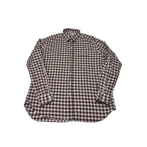 Culturata Mens XXL Tailored Fit Plaid Button Down Shirt Burgundy Grey Made Italy